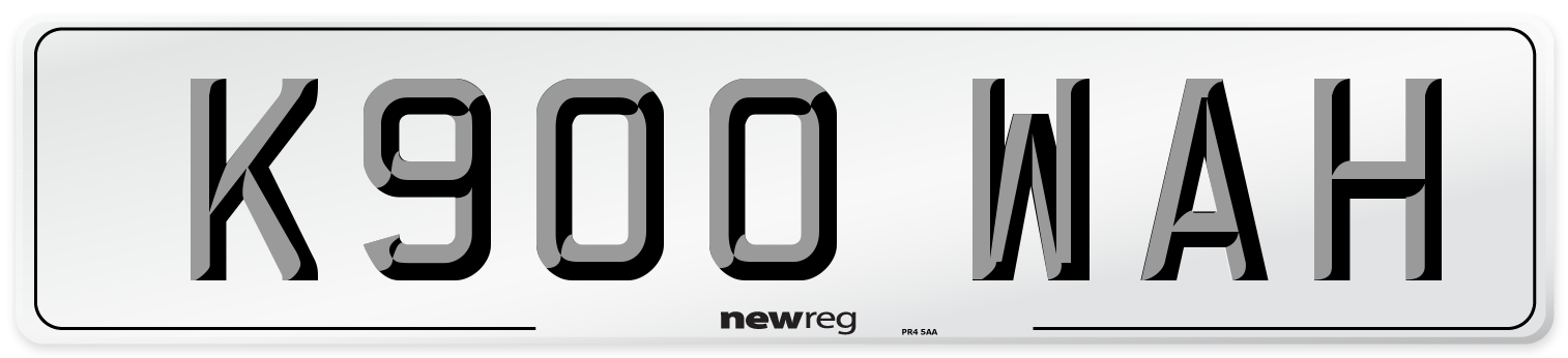 K900 WAH Number Plate from New Reg